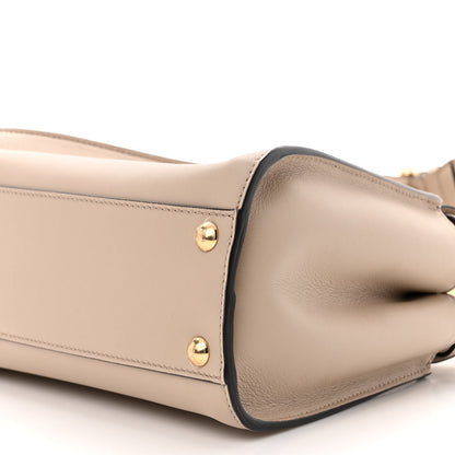 Fendi Vitello Seta Cotton Canvas FF Embroidered Mini Peekaboo Iconic Satchel Nuvola 10 of 12