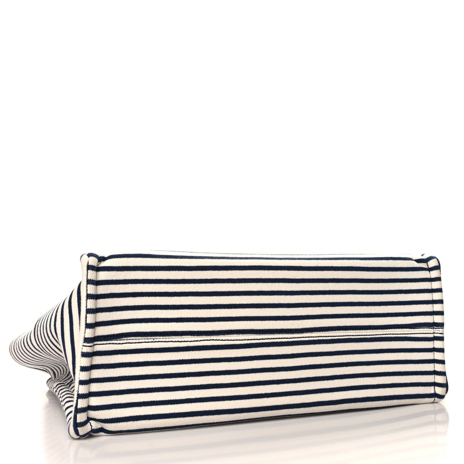 Celine Canvas Calfskin Striped Triomphe Cabas Navy 4 of 12