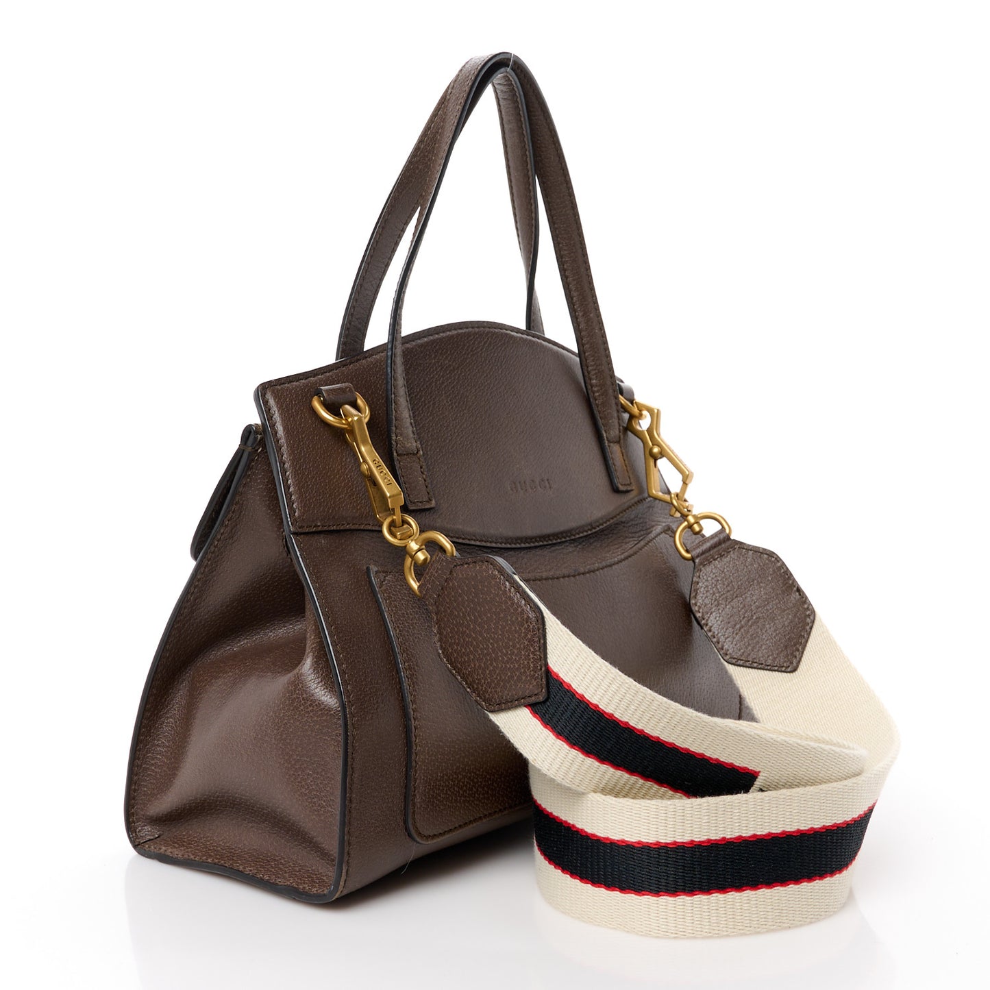 Textured Calfskin Web Crystal Butterfly Stripe Medium Totem Top Handle Bag New Acero