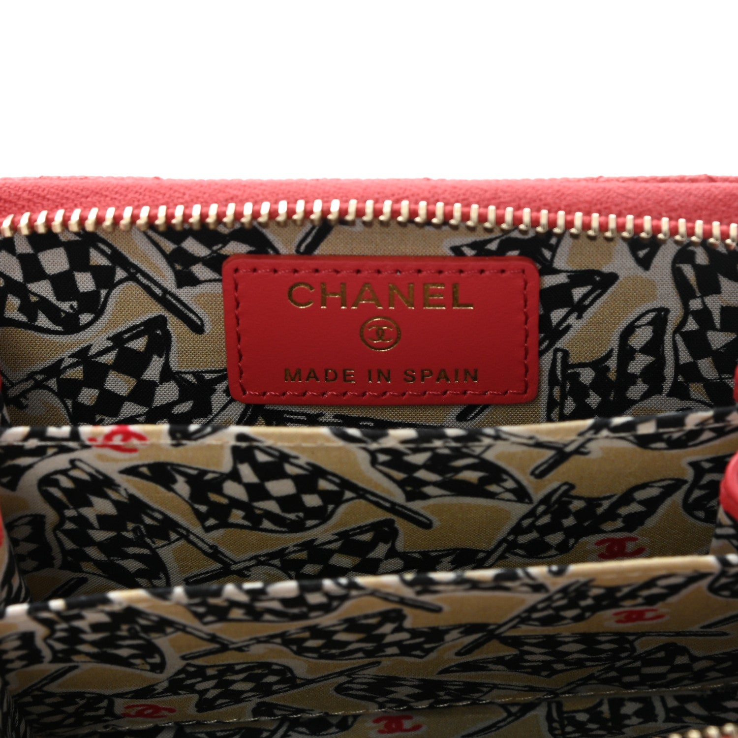 Chanel Caviar Quilted Striated CC Zip Coin Purse Red 6 of 11