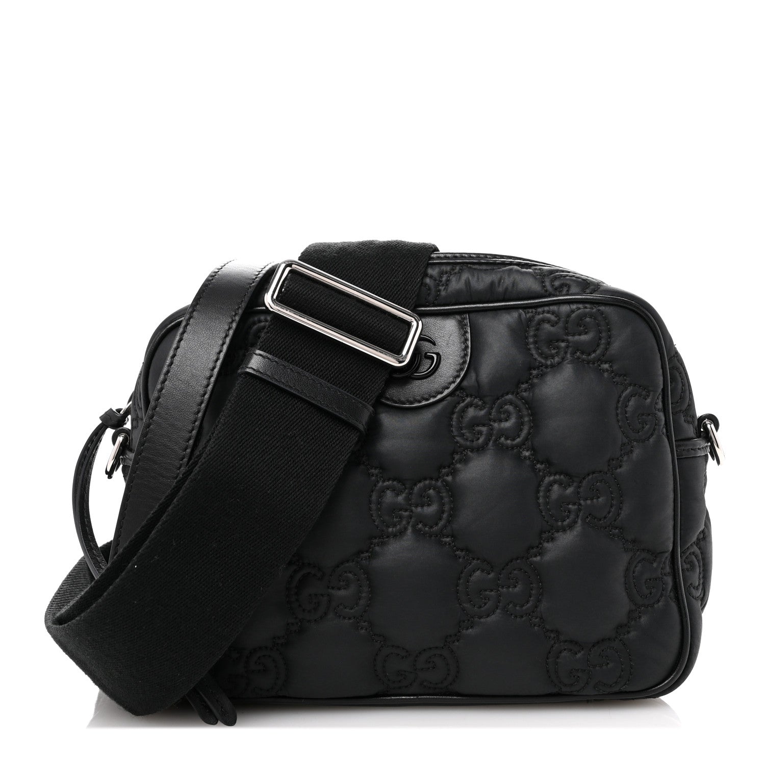 Gucci Nylon Calfskin Enamel GG Matelasse Shoulder Bag Black 1 of 10