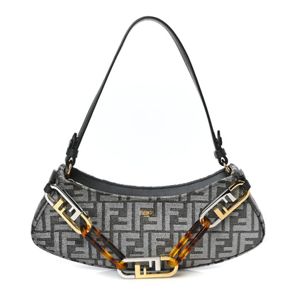 Fendi Chenille Vitello King Plexiglass FF O'Lock Swing Anthracite Asfalto 1 of 8