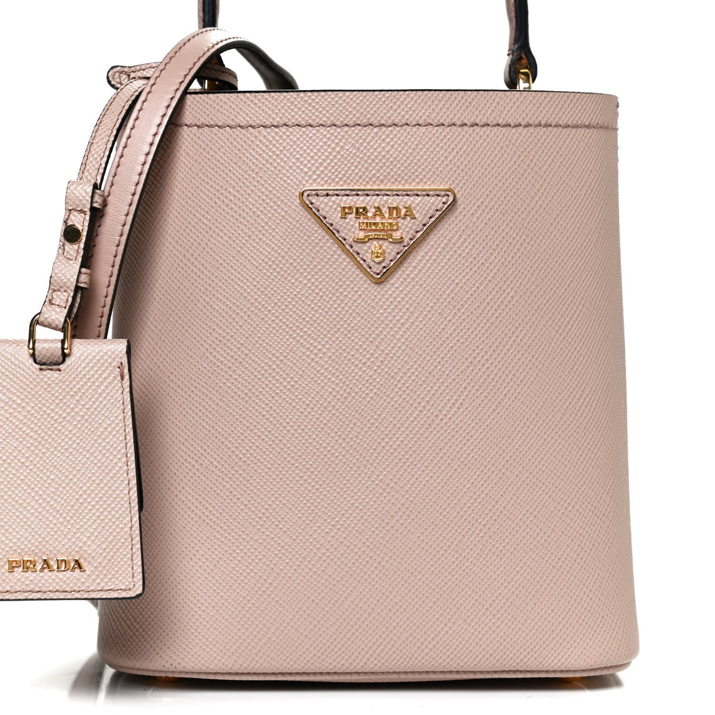 Saffiano Cuir Calfskin Small Panier Bucket Bag Cipria Black