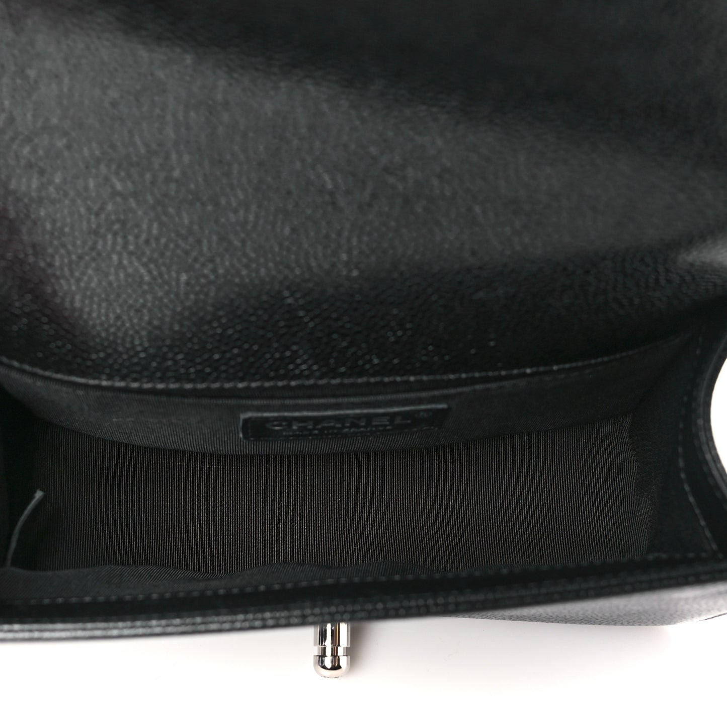 Caviar Chevron Quilted Small Boy Flap Black