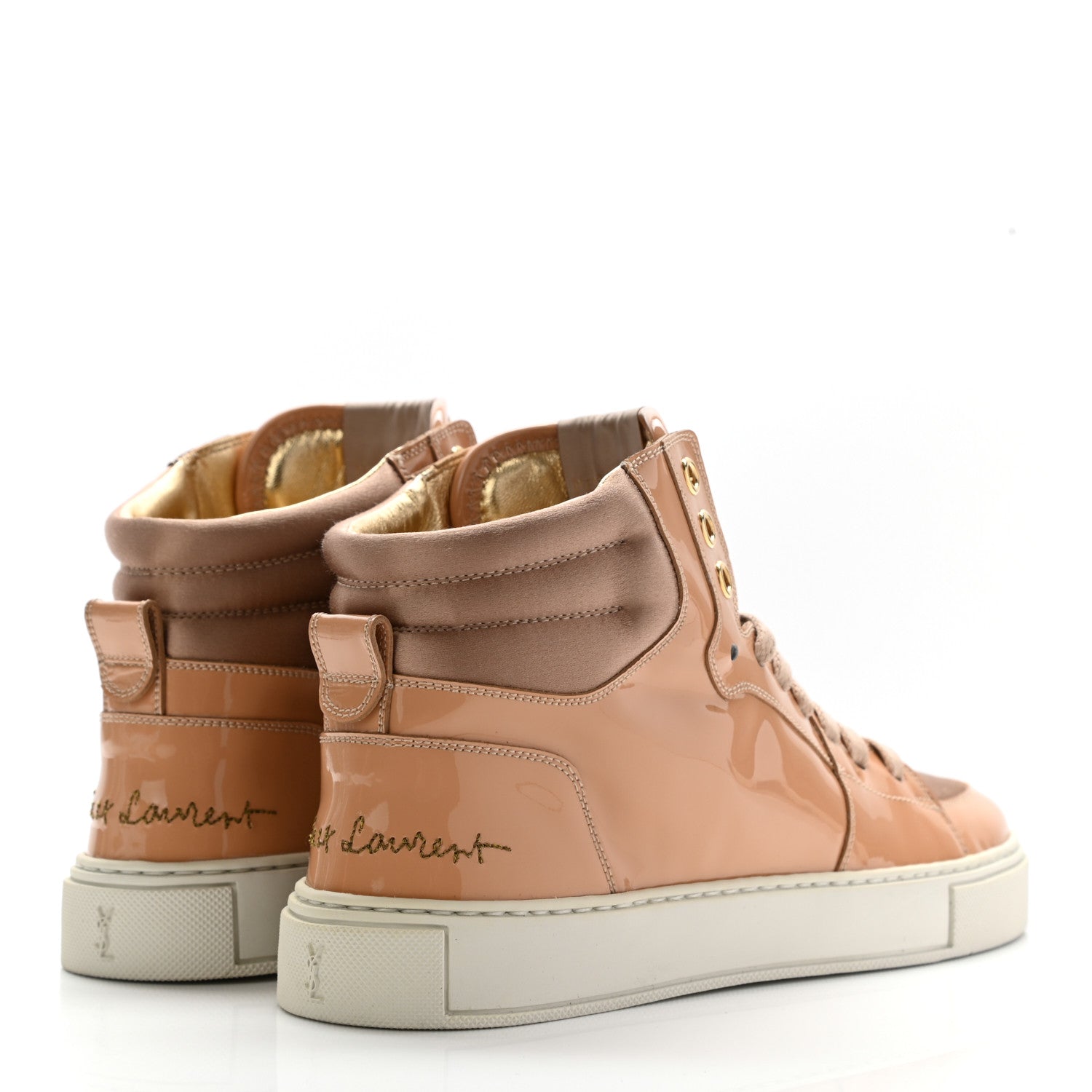 Saint Laurent Patent Calfskin Womens Malibu High Top Sneakers 35 Carne 4 of 10