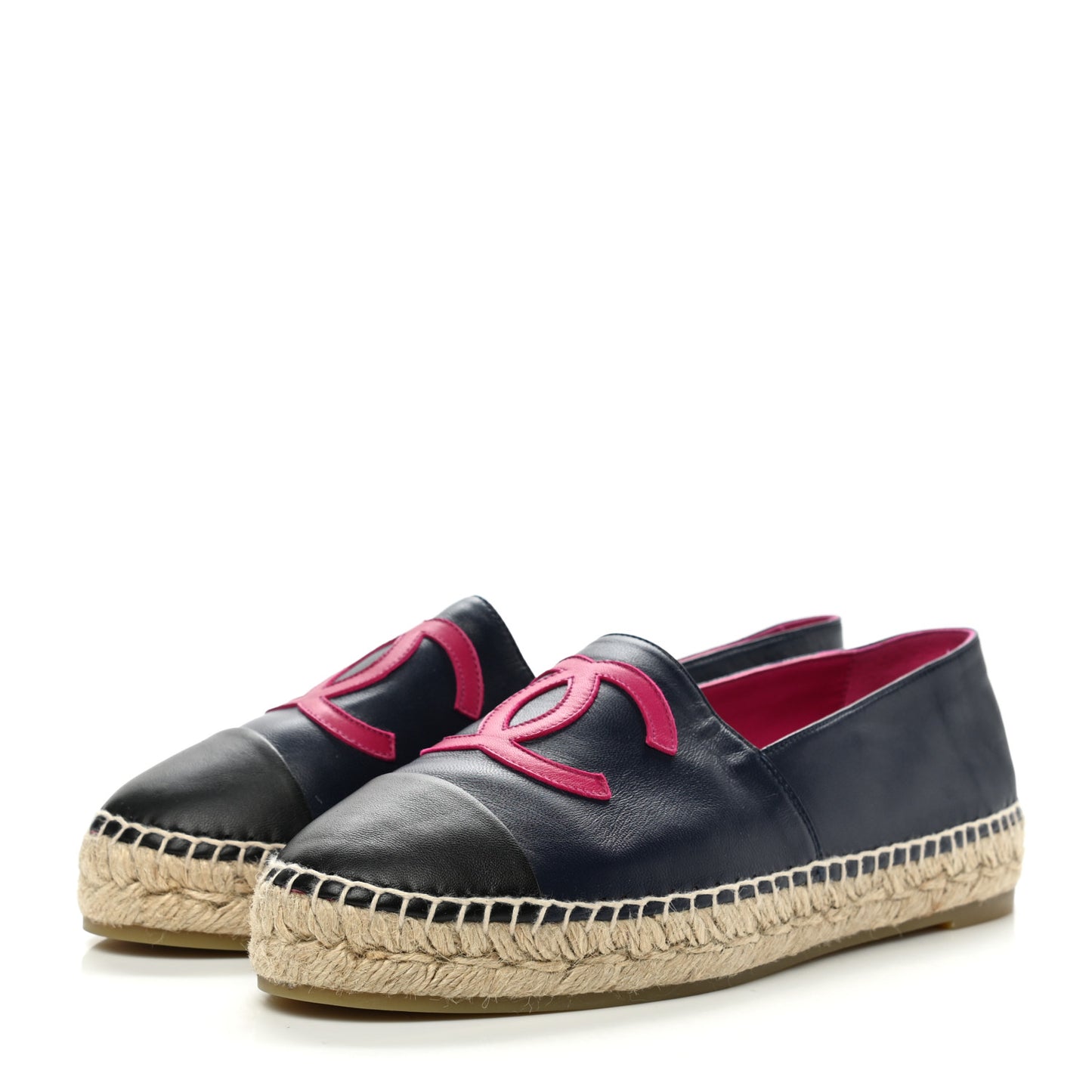 Lambskin CC Espadrilles 41 Navy Fuchsia Black