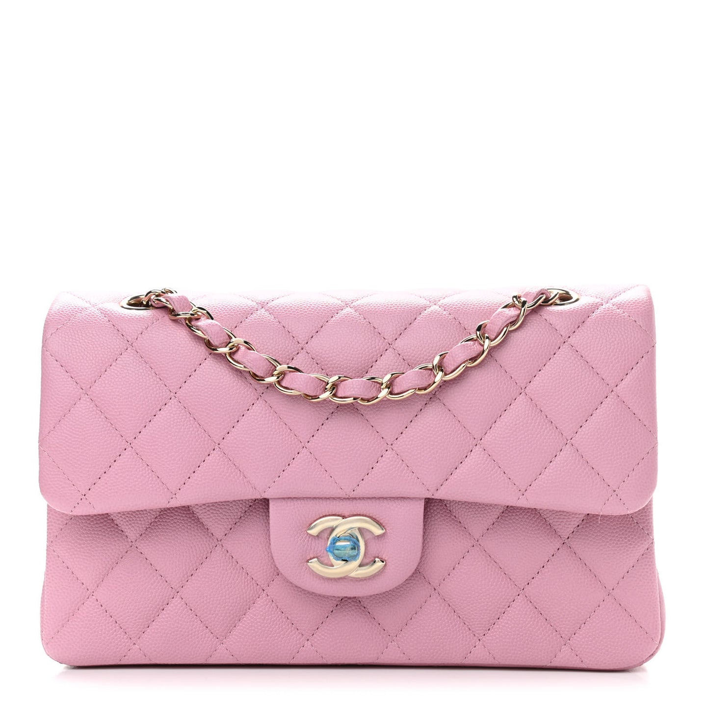 Caviar Quilted Small Double Flap Pink