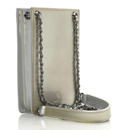 Chanel Metallic Patent Crossbody CC Phone Holder Silver 3 of 12