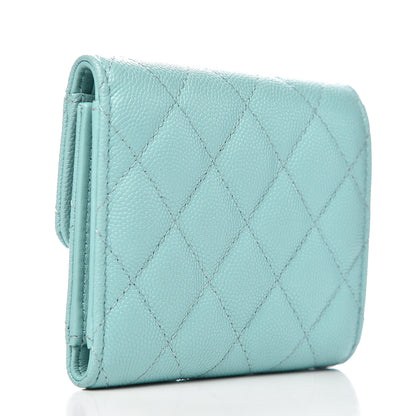 Chanel Caviar Quilted Compact Flap Wallet Light Blue 3 of 8