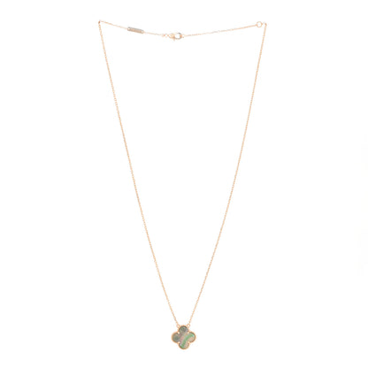 Van Cleef & Arpels 18K Rose Gold Gray Mother of Pearl Vintage Alhambra Pendant Necklace 3 of 6