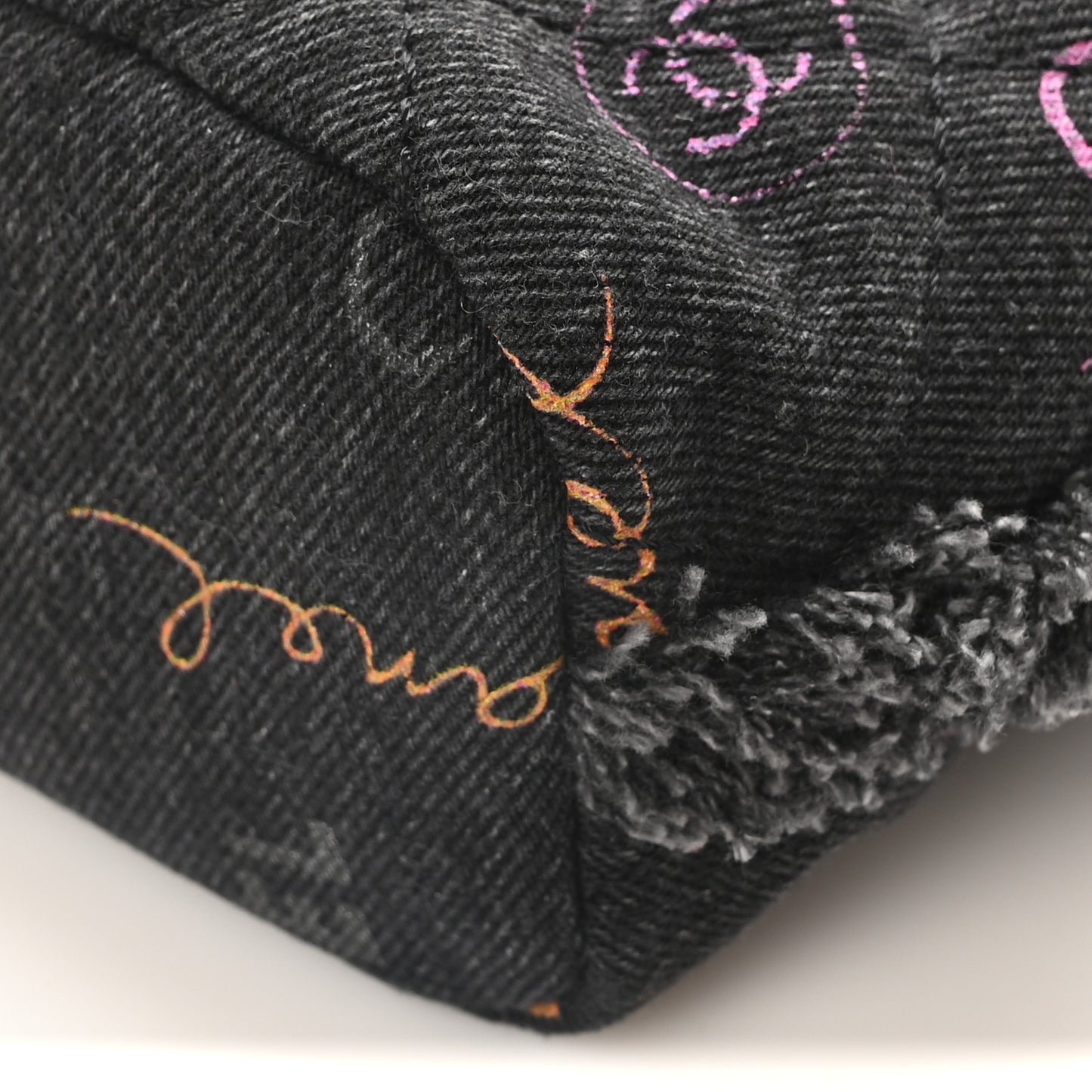 Denim Quilted Mood Small Bucket With Chain Black Multicolor