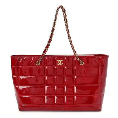 Chanel Patent Chocolate Bar CC Tote Red 1 of 17