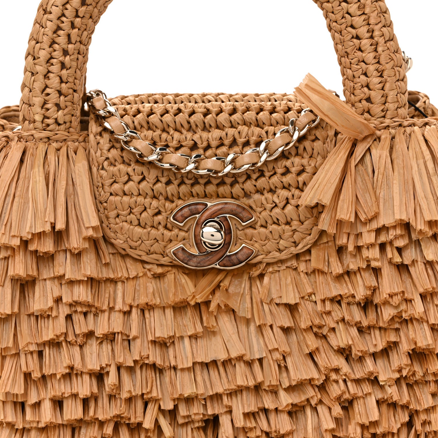 Chanel Raffia Fringe Nano Kelly Shopper Dark Beige 8 of 11