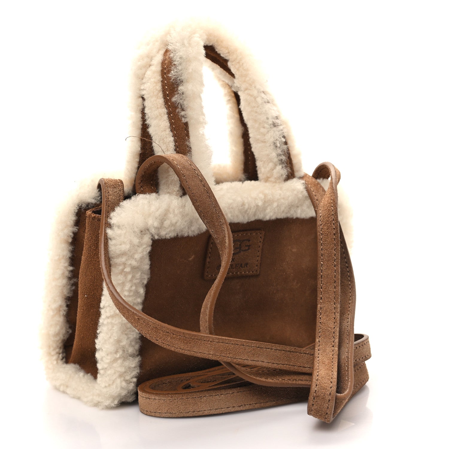 Telfar X UGG Suede shearling Small Shopping Bag Chestnut 3 of 12