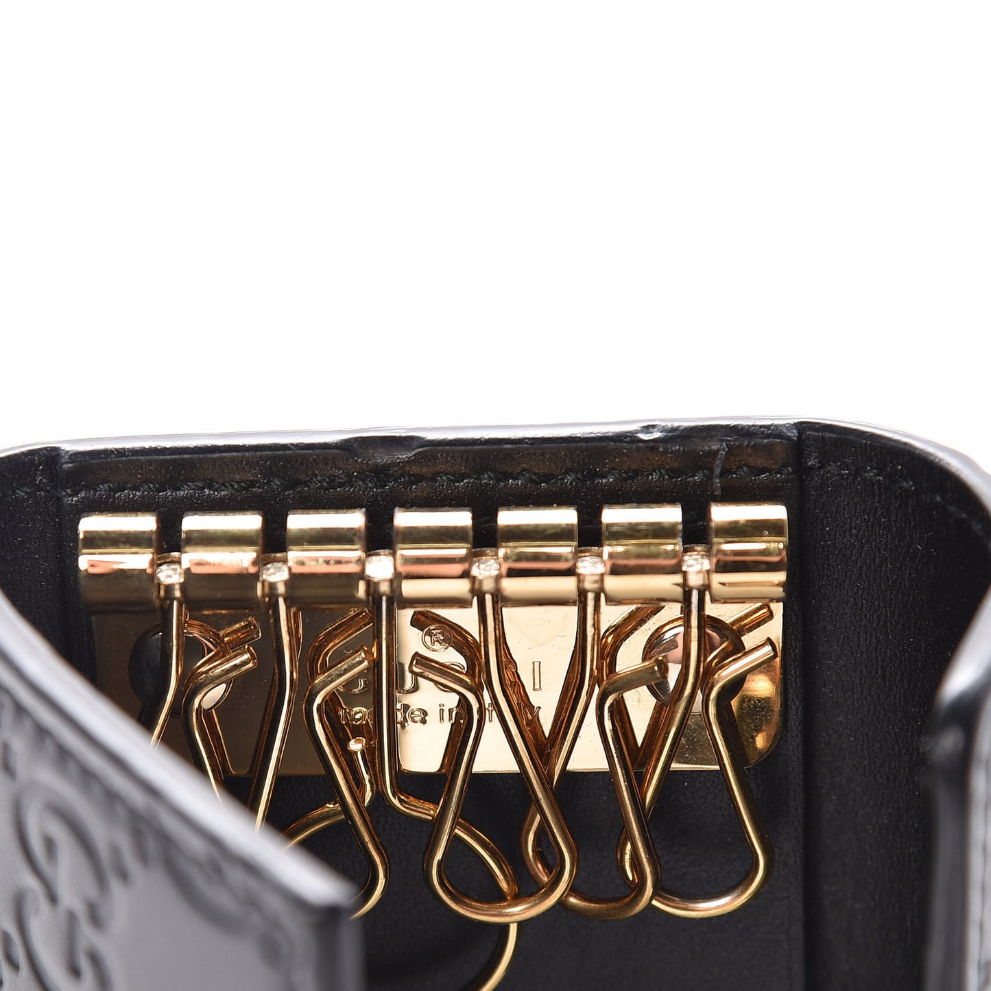 Guccissima Icon Signature 6 Key Holder Case Black