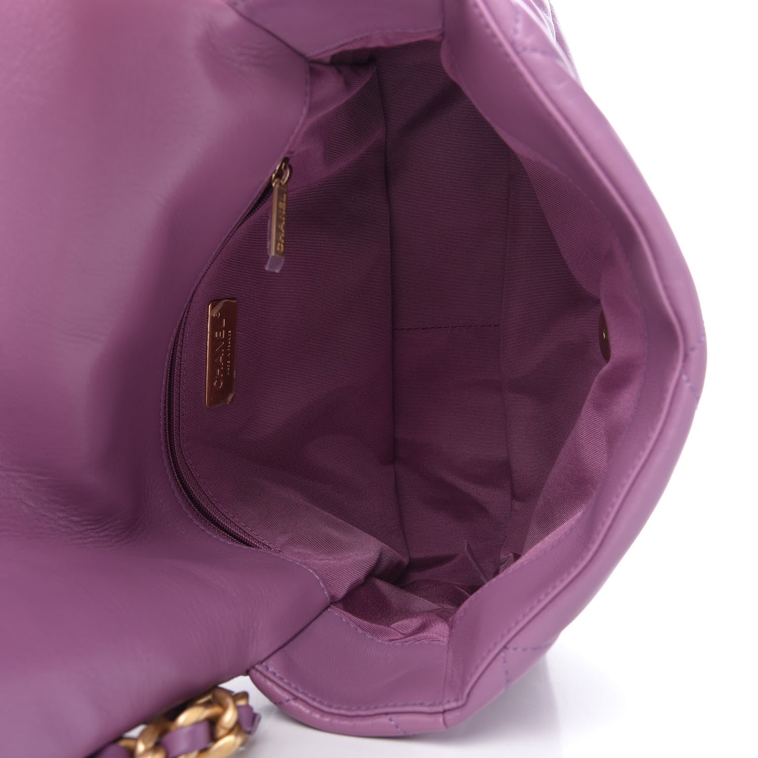 Chanel Goatskin Quilted Large Chanel 19 Flap Purple 5 of 10