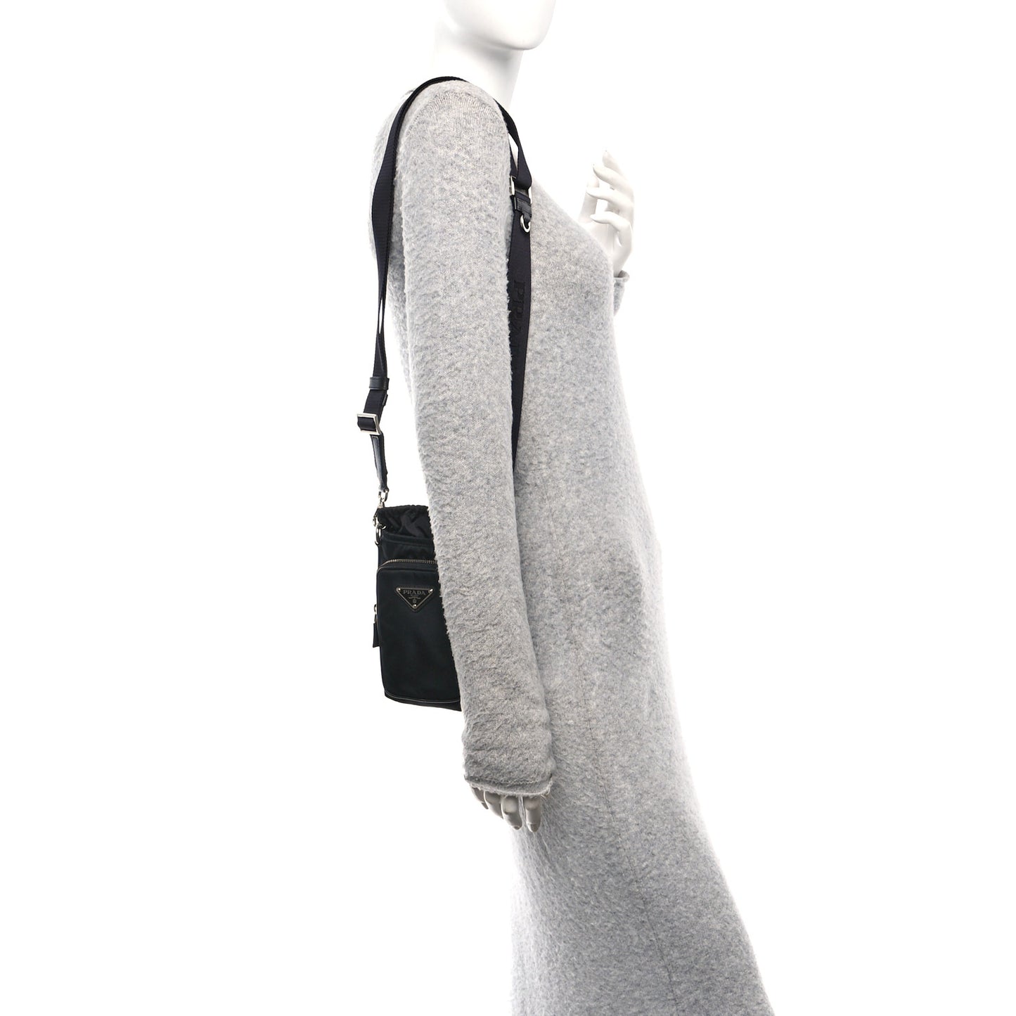 Tessuto Nylon Saffiano Phone Case Crossbody Black
