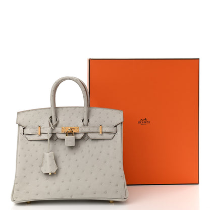 Hermes Ostrich Birkin 25 Gris Perle 11 of 11