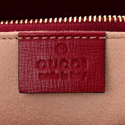Gucci GG Supreme Monogram Azalea Calfskin Horsebit 1955 Shoulder Bag Beige Ebony New Cherry Red 6 of 11
