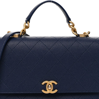 Chanel Grained Calfskin Small Stitched Flap Navy Blue 8 of 11