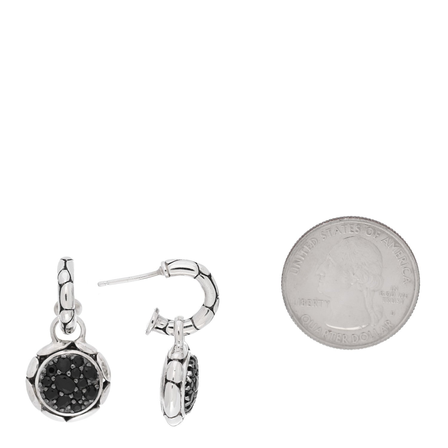 John Hardy Sterling Silver Black Sapphire Kali Batu Drop Earrings 2 of 3