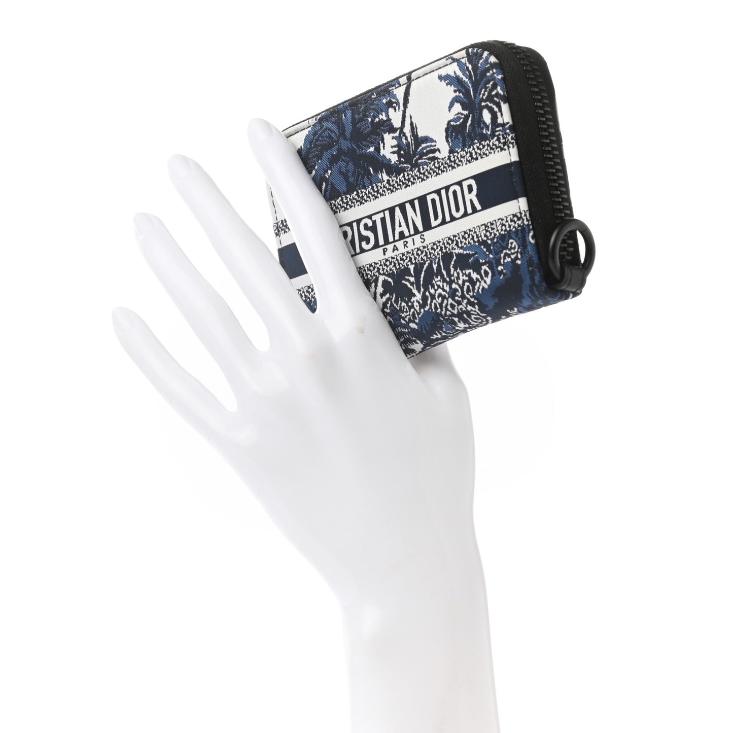 Technical Fabric Embroidered Palm Tree Toile De Jouy DiorTravel Detachable Card Holder Blue
