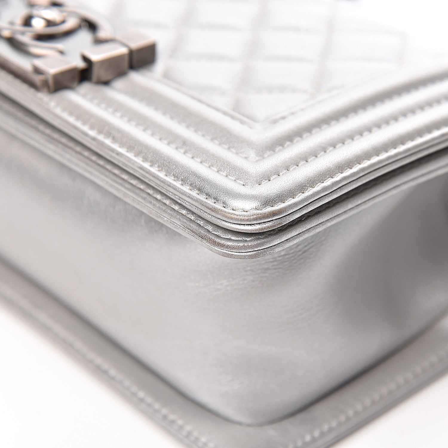 Chanel Metallic Calfskin Quilted Small Boy Flap Silver 12 of 15