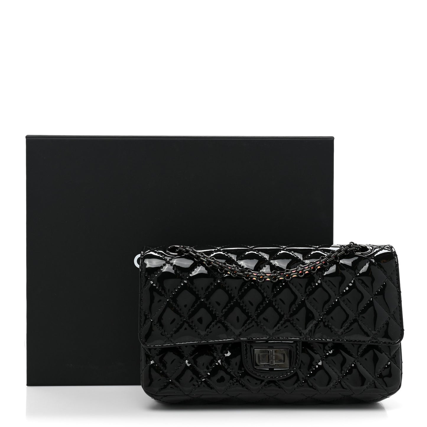 Patent Calfskin Quilted 2.55 Reissue 225 Flap So Black