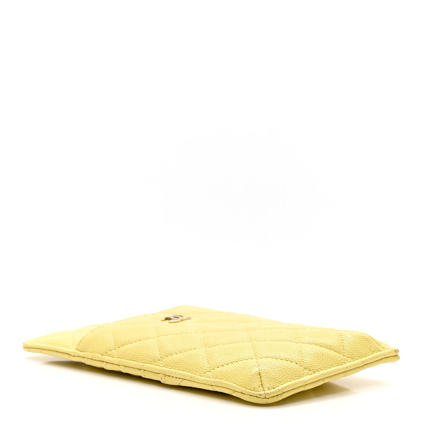 Caviar Quilted Classic Flat Wallet Pouch Yellow