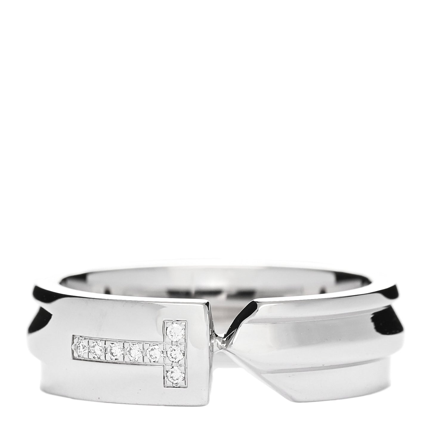 18K White Gold Diamond Modern Keys Ring 50 5.5