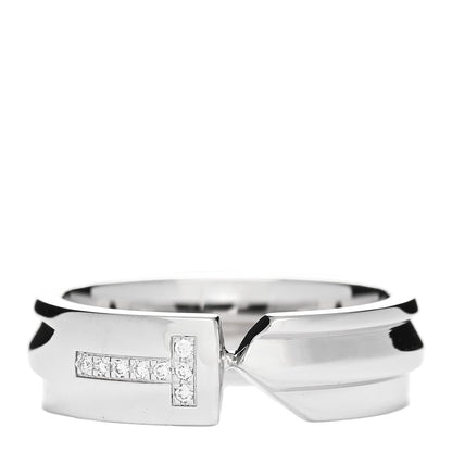 Tiffany 18K White Gold Diamond Modern Keys Ring 50 5.5 1 of 4