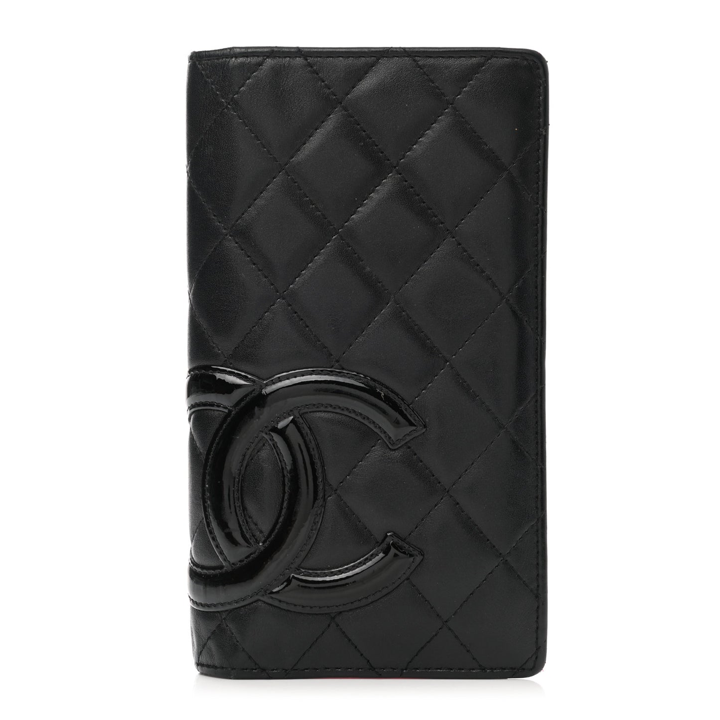 Calfskin Quilted Cambon Yen Wallet Black