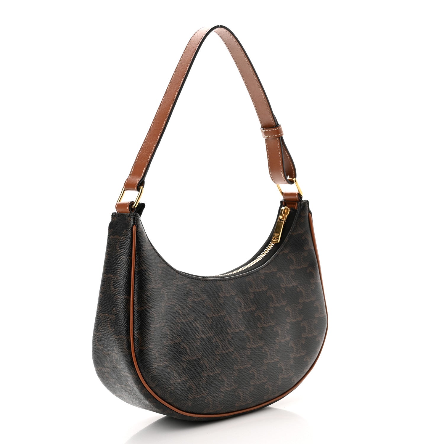 Celine Triomphe Canvas Calfskin Ava Shoulder Bag Tan 3 of 11