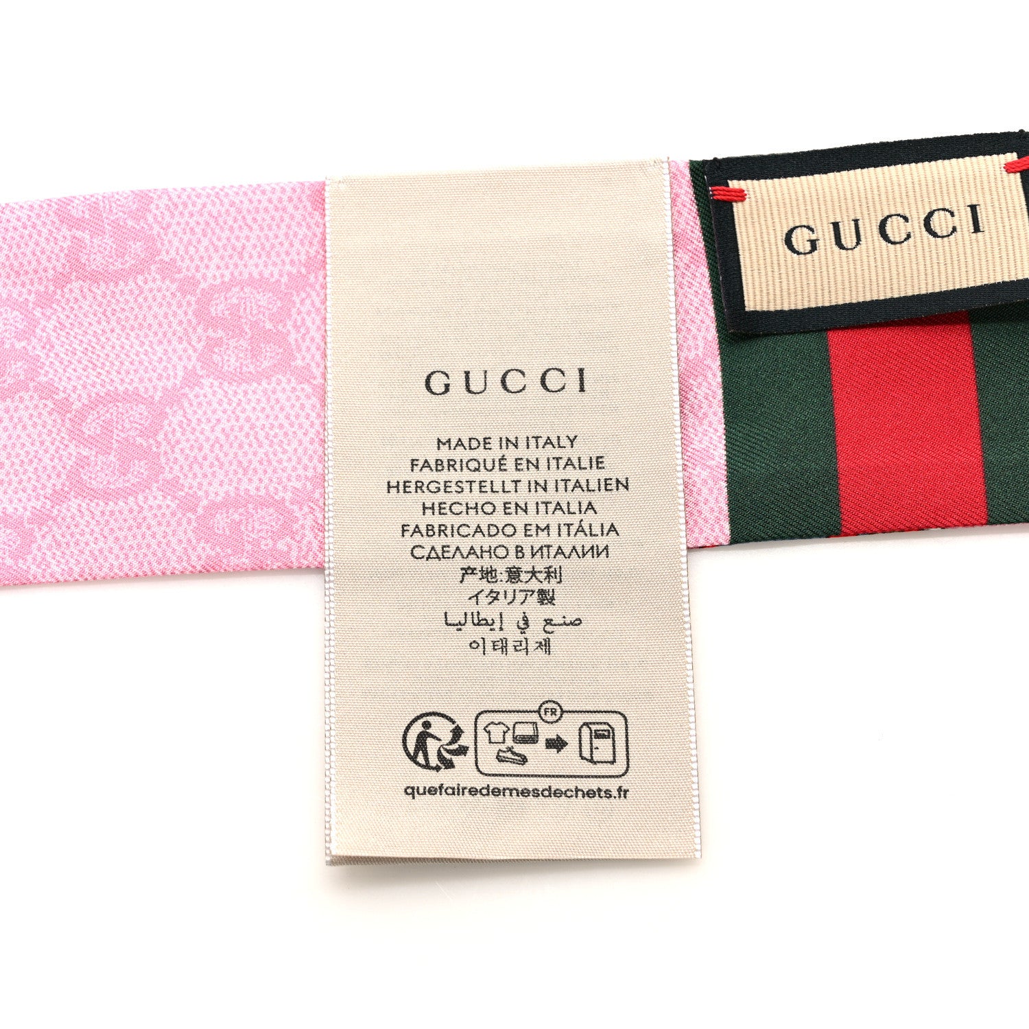 Gucci Silk Twill GG Monogram Floral Print Neck Bow Scarf Roseate 4 of 5