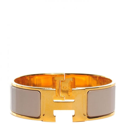 Hermes Enamel Wide Clic Clac H Bracelet GM Etoupe 1 of 5