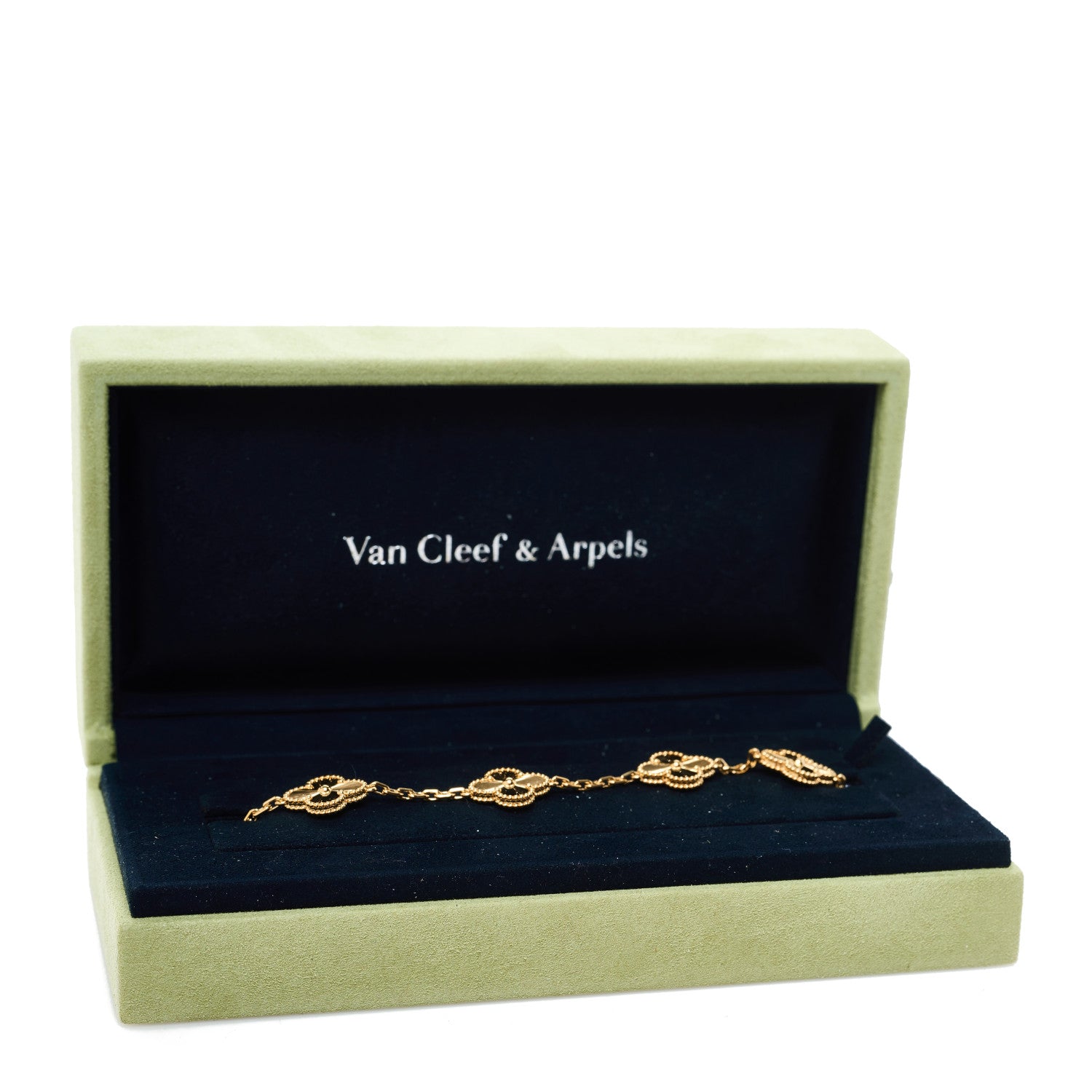 Van Cleef & Arpels 18K Yellow Gold 5 Motifs Guilloche Vintage Alhambra Bracelet 5 of 5