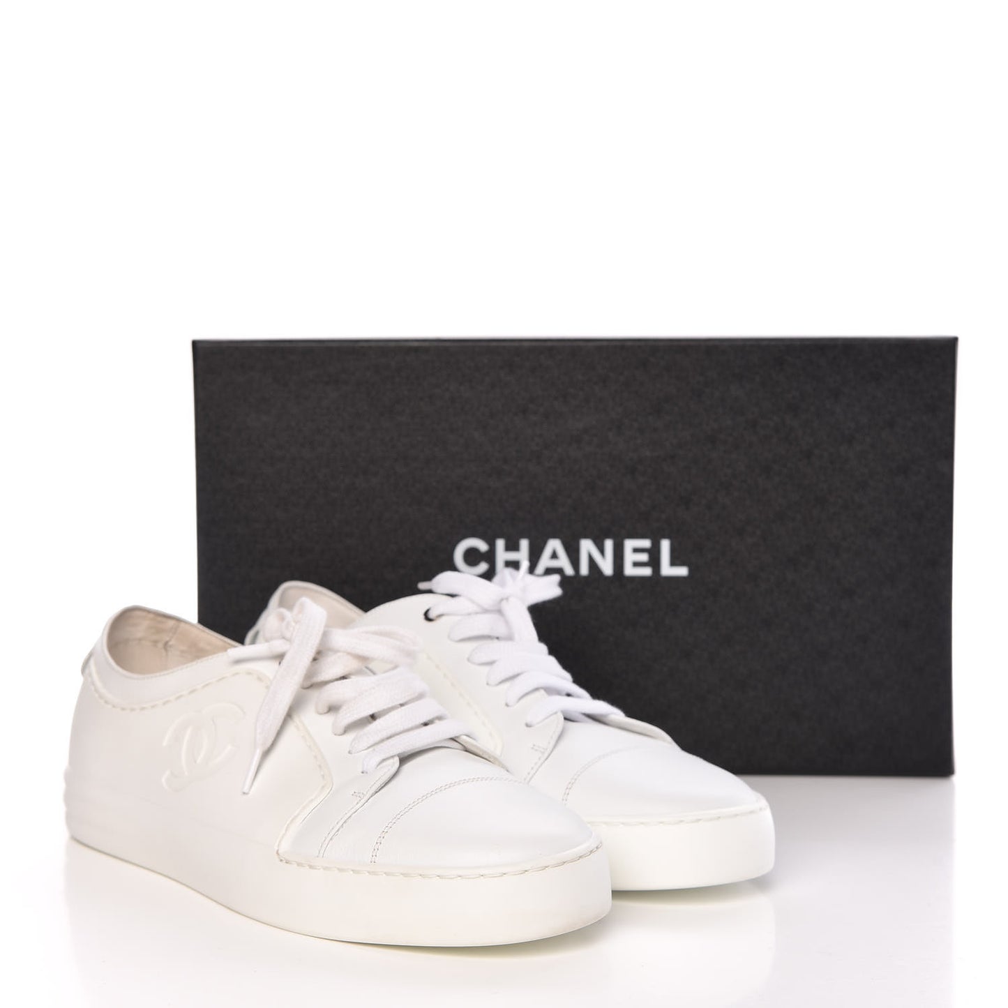 Calfskin Gum Womens CC Sneakers 40.5 White