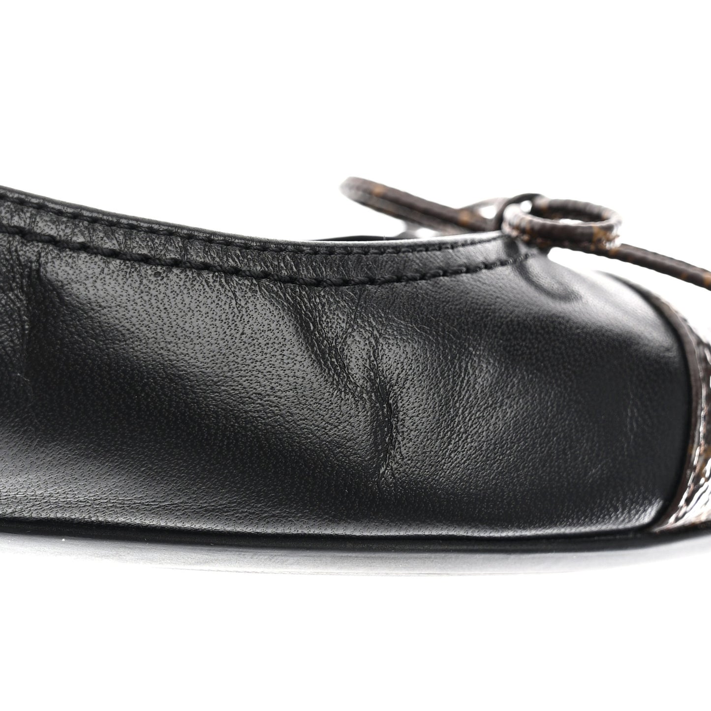 Calfskin Monogram Nylon Bow Ballerina Flats 37 Black