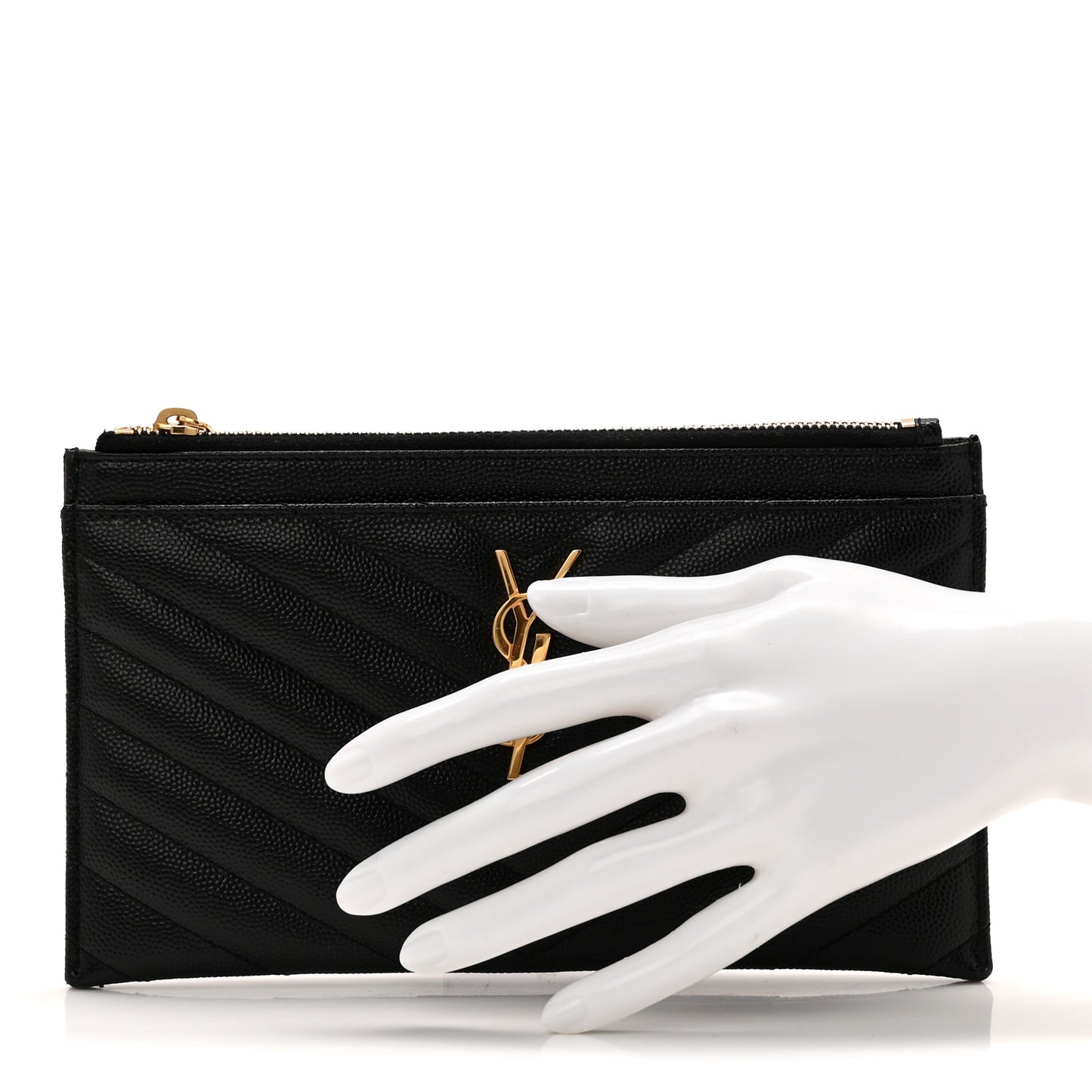 Grain De Poudre Chevron Monogram Bill Pouch Black