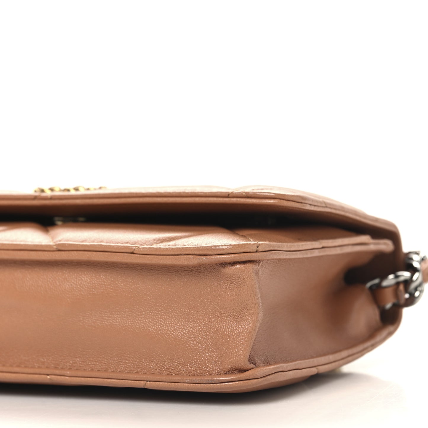 Lambskin Quilted Chanel 19 Wallet On Chain WOC Brown