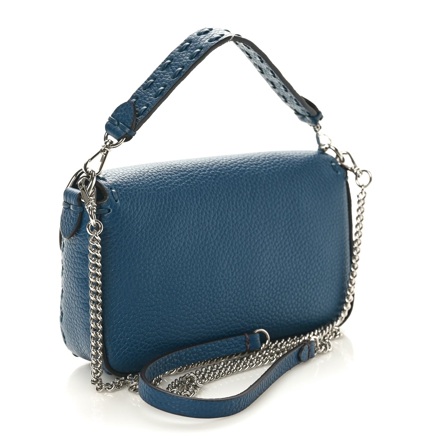 Cuoio Roma Sellerissima Nappa Sintetica Tape Stitch Mini Baguette Placca Argento