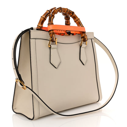 Gucci Wonka Grain Calfskin Small Diana Tote Bag Mystic White Orange Fluo 3 of 12