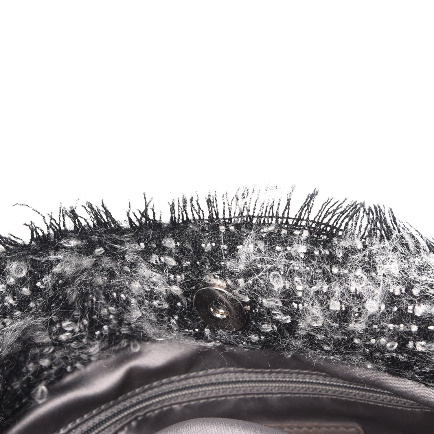 Chanel Tweed Lambskin Drawstring Tweedy Tote Black 8 of 11