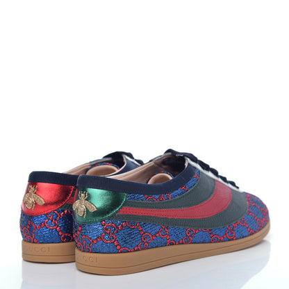 Gucci Lurex Calfskin Web GG Monogram Womens Falacer Sneakers 36 Iridescent Blue Iridescent Red Silver 4 of 13