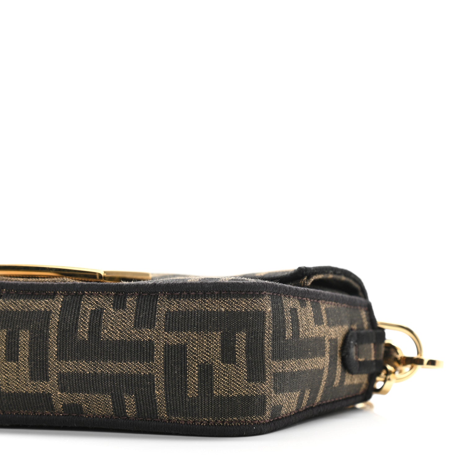 Fendi Fabric Jacquard FF 1974 Mini Baguette Tobacco Moro Black 9 of 10