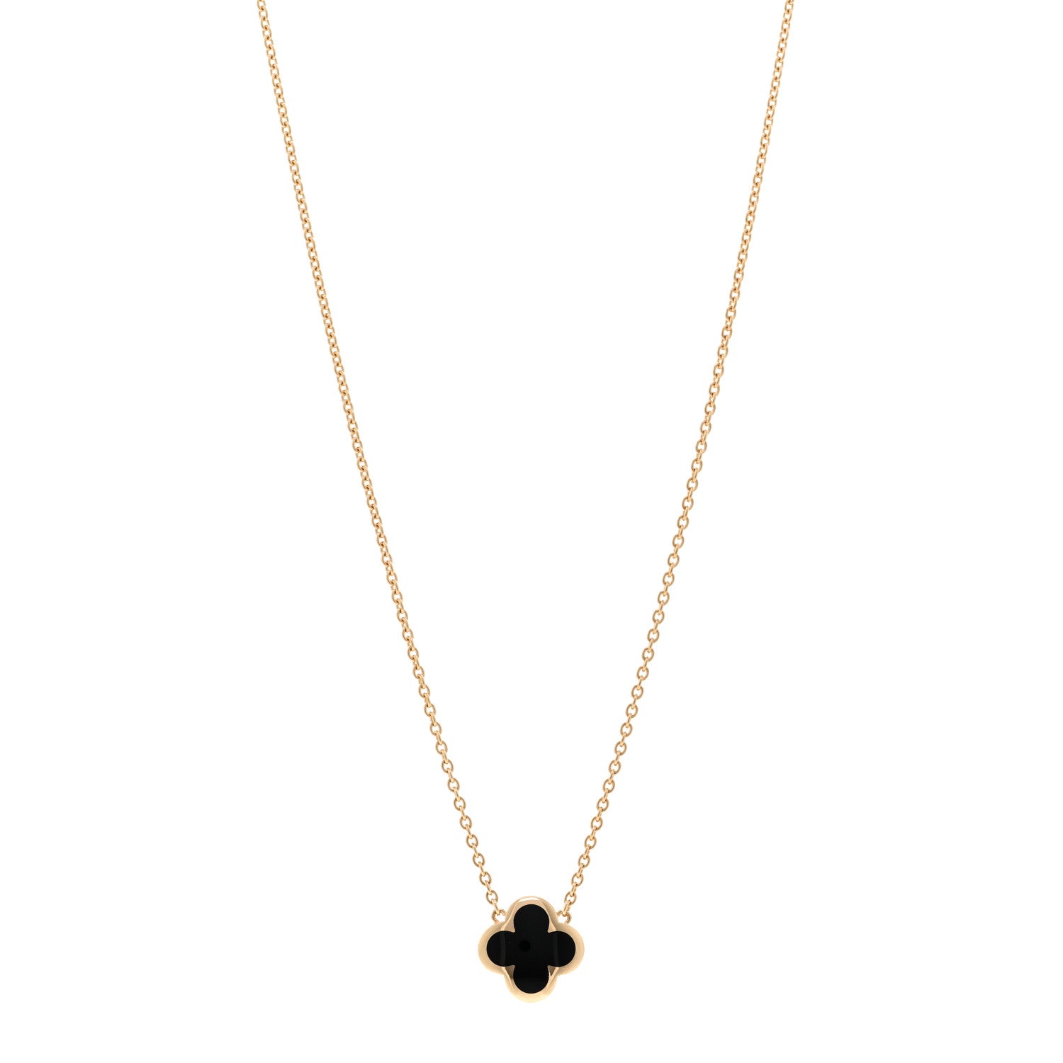 Van Cleef & Arpels 18K Yellow Gold Black Onyx Pure Alhambra Pendant Necklace 1 of 5