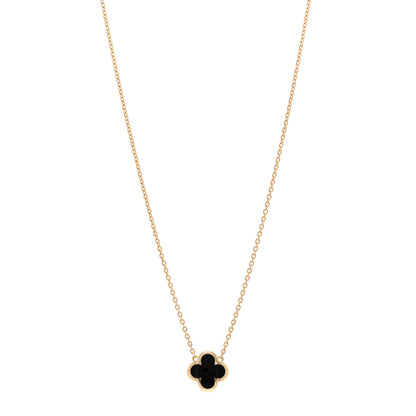 Van Cleef & Arpels 18K Yellow Gold Black Onyx Pure Alhambra Pendant Necklace 1 of 5