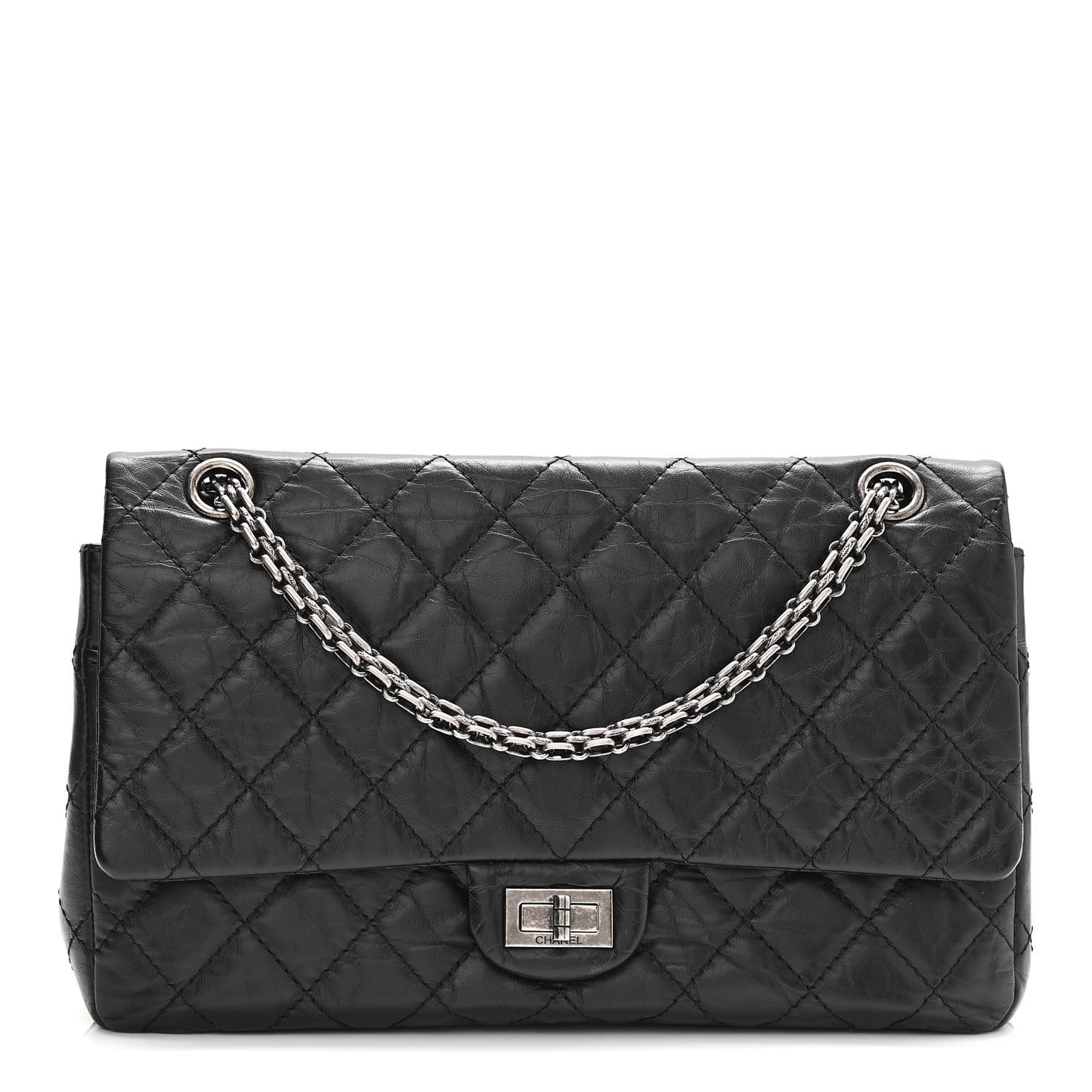 Aged Calfskin Quilted 2.55 Reissue 226 Flap Black
