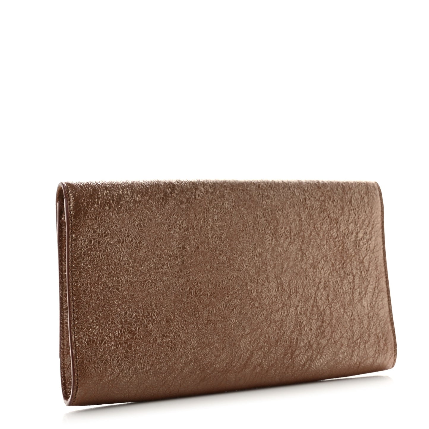 Metallic Crackled Calfskin Large Belle De Jour Clutch Gold