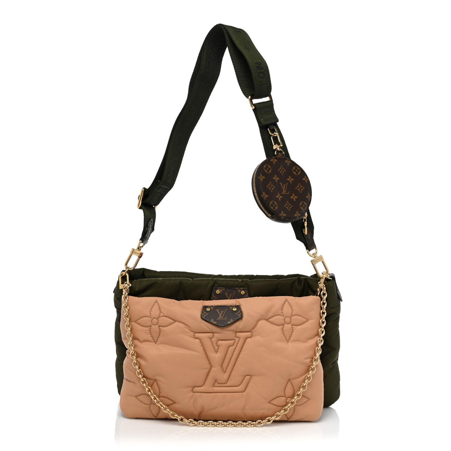 Econyl Monogram Pillow Maxi Multi Pochette Accessories Kaki Beige